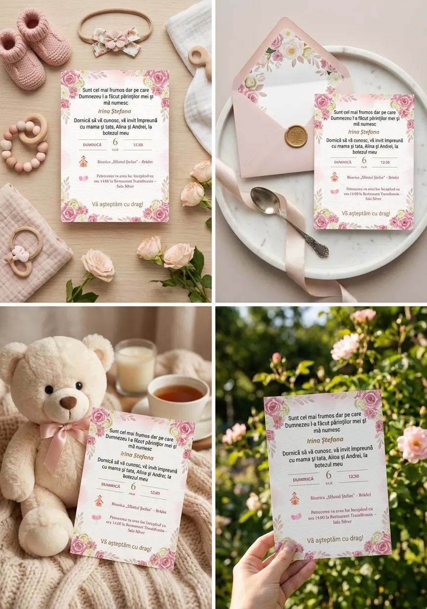 Previzualizare invitație digitală pe ecran de telefon